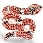 انگشتر مار طلا جواهر یاقوت قرمز، سیترین و برلیان مدل:rgf1777