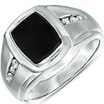 انگشتر مردانه طلا سفید با نگین مشکی اونیکس و برلیان rgm1648