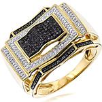 انگشتر لوکس مردانه طلا جواهر برلیان سفید و مشکی مدل rgm1652