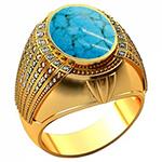 انگشتر مردانه فیروزه طلا و جواهر برلیان طرح جدید مدل rgm1656