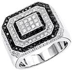 انگشتر مجلسی مردانه طلا برلیان سفید و مشکی مدل rgm1658