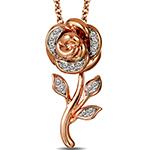 آویز طلا طرح گل رز جواهر نگین الماس تراش برلیان: مدل pdb2317