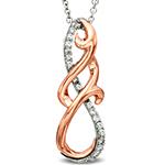 آویز الماس زنانه طلای سفید و رزگلد جواهر برلیان مدل: pdb2320