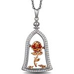 آویز طلا طرح گل رز جواهر نگین الماس تراش برلیان مدل: pdb2321