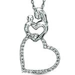 آویز طلا مادر و فرزند جواهر برلیان و طرح قلب مدل: pdb2322