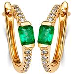 گوشواره حلقه ای طلا زرد زنانه جدید زمرد و برلیان مدل:edf1622