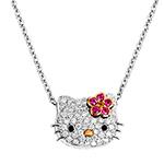 پلاک طلای کیتی دخترانه نگین یاقوت قرمز و برلیان pgb2230