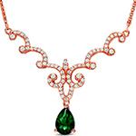 گردنبند طلا زنانه جدید جواهر نگین زمرد و برلیان مدل:ndf138