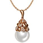 پلاک مروارید طلا رزگلد زنانه و جواهر برلیان مدل:npdf13287