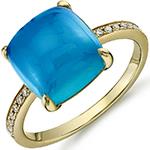 انگشتر فیروزه زنانه طلا زرد 18 عیار نگین برلیان مدل: rgf1786