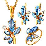 نیم ست طلا زرد زنانه توپاز و برلیان طرح پروانه مدل:hsdf1552