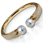 دستبند النگویی طلا جدید جواهر الماس برلیان و مروارید:bng1079