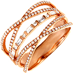 انگشتر الماس زنانه طلا رزگلد برلیان و باگت مدل: wrdf2163