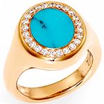 انگشتر طلا مردانه با سنگ فیروزه و الماس برلیان مدل :rgm1672