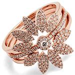 انگشتر طلا سه تایی الماس زنانه برلیان طرح گل مدل: wrdf2166