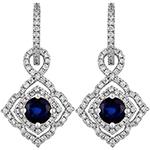 گوشواره طلا سفید زنانه کلیپسی یاقوت کبود و برلیان مدلedf1625