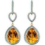 گوشواره طلا زنانه زرد 18 عیار سیترین و برلیان مدلedf1628