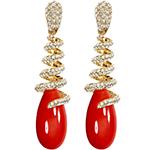 گوشواره طلا زرد عقیق و برلیان زنانه آویز پشت میخی مدل edf1631