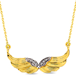 گردنبند بال فرشته طلا زرد و جواهر الماس برلیان مدل: nec2013