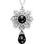 آویز طلا سفید 18 عیار مروارید و برلیان زنانه مدل: npdf13289