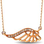 گردنبند جواهر الماس برلیان طلا طرح بال فرشته مدل: nec2023