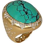 انگشتر فیروزه زنانه طلای زرد و برلیان طرح مجلسی مدل rgf1807