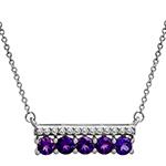 گردنبند طلا زنانه و جواهر آمیتیست و الماس برلیان مدل: ndf141