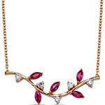گردنبند طلا زنانه ظریف جواهر یاقوت قرمز و برلیان مدل:ndf142