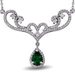 گردنبند طلا زنانه سفید 18عیار جواهر زمرد و برلیان مدل:ndf143