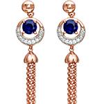 گوشواره آویز بلند طلا زنانه یاقوت کبود و برلیان مدل edf1638