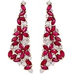 گوشواره طلا زنانه جدید طرح گل یاقوت قرمز و برلیان مدلedf1639