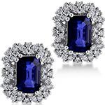 گوشواره طلا زنانه 18 عیار میخی یاقوت کبود و برلیان مدلedf1642