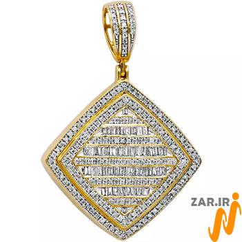 خرید و قیمت آویز گردنبند طلا مردانه الماس تراش برلیان و باگت - سایت زر