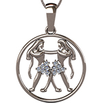 گردنبند ماه تولد خرداد طلا نماد دو آدم نگین برلیان zpdf1063