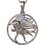 گردنبند ماه تولد مرداد طلا سفید نماد شیر نگین برلیان zpdf1065