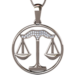 گردنبند ماه تولد مهر طلا سفید نماد ترازو نگین برلیانzpdf1067