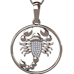 گردنبند ماه تولد آبان طلا سفید نماد عقرب نگین برلیان zpdf1068