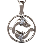 گردنبند ماه تولد اسفند طلا نماد دوماهی نگین برلیان zpdf1072