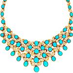 گردنبند طلا زنانه فیروزه و جواهر الماس تراش برلیان مدل: ndf153