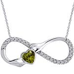 گردنبند طلا زنانه بینهایت طرح آغوش نگین زبرجد و برلیان مدل: ndf155