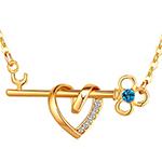 خرید گردنبند طلا زنانه جواهر توپاز و برلیان طرح کلید قلب یار مدل: ndf171
