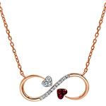 خرید گردنبند بی نهایت قلب طلا و جواهر یاقوت سرخ و برلیان مدل: ndf174