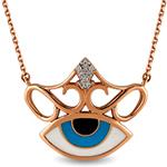 گردنبند چشم نظر طلا زنانه و جواهر الماس تراش برلیان مدل: ndf157