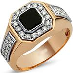 انگشتر طلا مردانه خاص نگین مشکی اونیکس و برلیان مدل: rgm1689