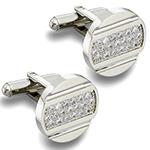 دکمه سردست طلا سفید مردانه جواهر نگین الماس تراش برلیان مدل cdm1341