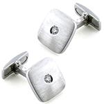 دکمه سردست طلا سفید مردانه جواهر نگین الماس تراش برلیان مدل cdm1343