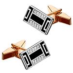 دکمه سردست طلا زرد مردانه جواهر نگین اونیکس و برلیان مدل cdm1344