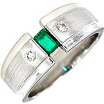 انگشتر پلاتین مردانه جواهر نگین زمرد و الماس تراش برلیان مدل:platin2056