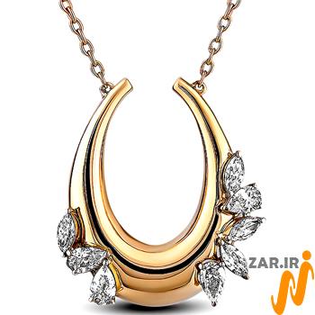 آویز گردنبند الماس زنانه طلا و جواهر مارکیز و اشک