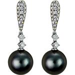 گوشواره مروارید طلا سفید زنانه و جواهر الماس تراش برلیان مدل edf1650